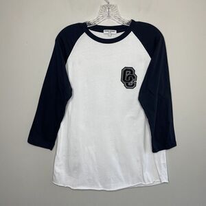 OPENING CEREMONY Mens White Navy Baseball Tee #10 Los Angeles Raglan Shirt Sz S